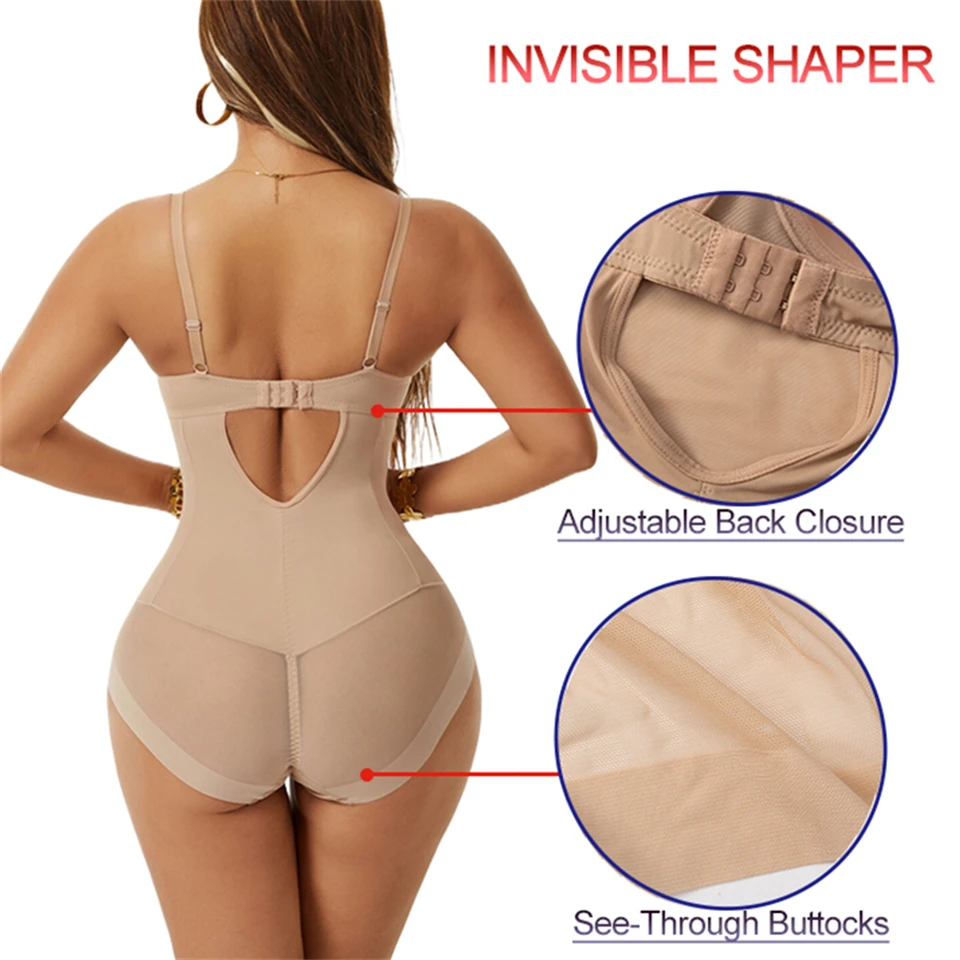 Becirzet Damen-Unterwäsche aus atmungsaktivem Mesh-Material, Bodysuits mit X-Form zur Bauchkontrolle, schlankmachende Shapewear. – Detail 5
