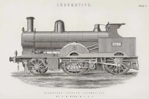 Steam Engine Locomotive Train Illustration printed on a New Metal Sign