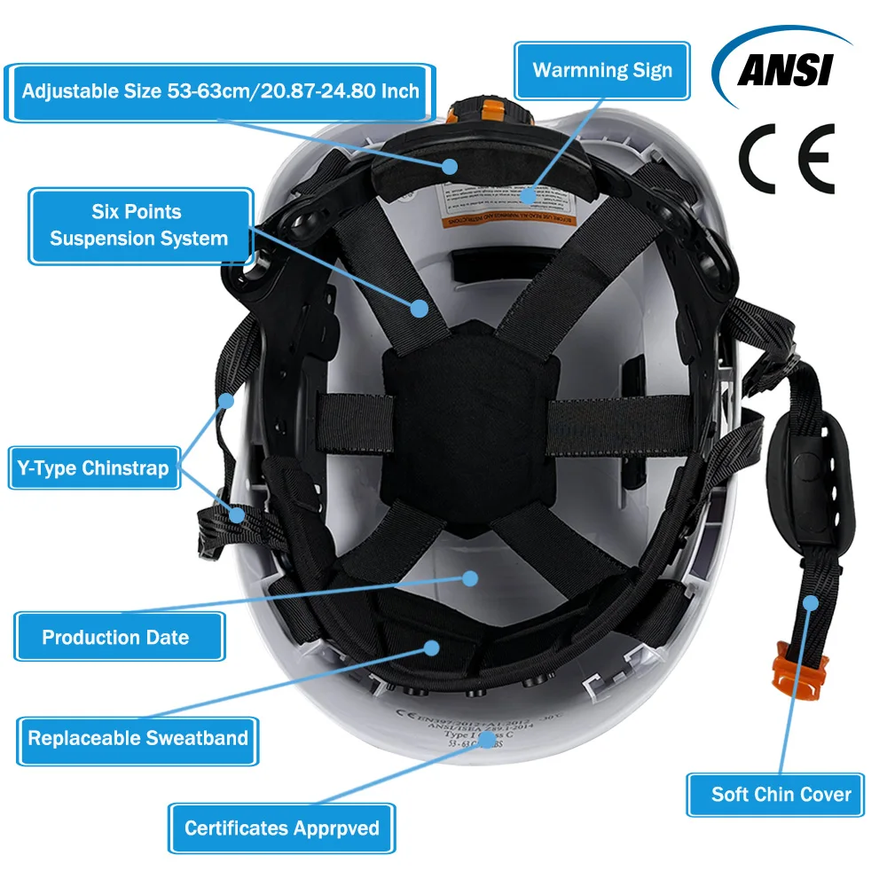 خوذة أمان البناء CE مع فتحة تنفيس قابلة للتعديل ABS قبعة صلبة مهندس قبعة العمل قبعة أمان للتسلق في الهواء الطلق ANSI Z89.1 #2