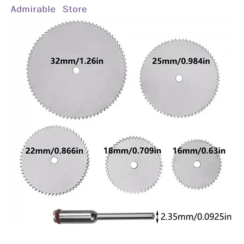 w6Pcs/set Stainless Steel Slice Metal Cutting Disc With 1 Mandre For Rotary Tools 16 18 22 25 32mm Cutting Disc Hand Tools