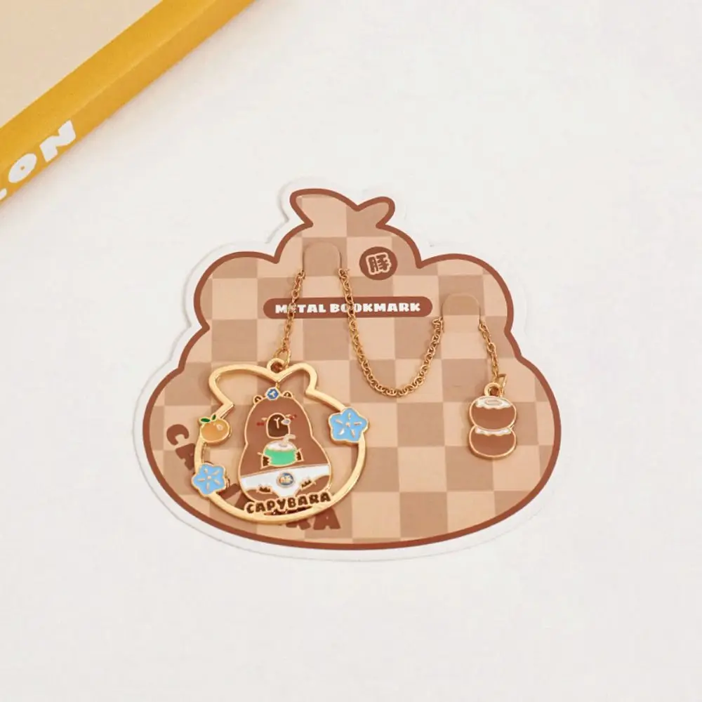 Kawaii Capybara Metal Bookmark High-grade Portable Cartoon Book Clip Durable Exquisite Book Page Holder Pagination Mark