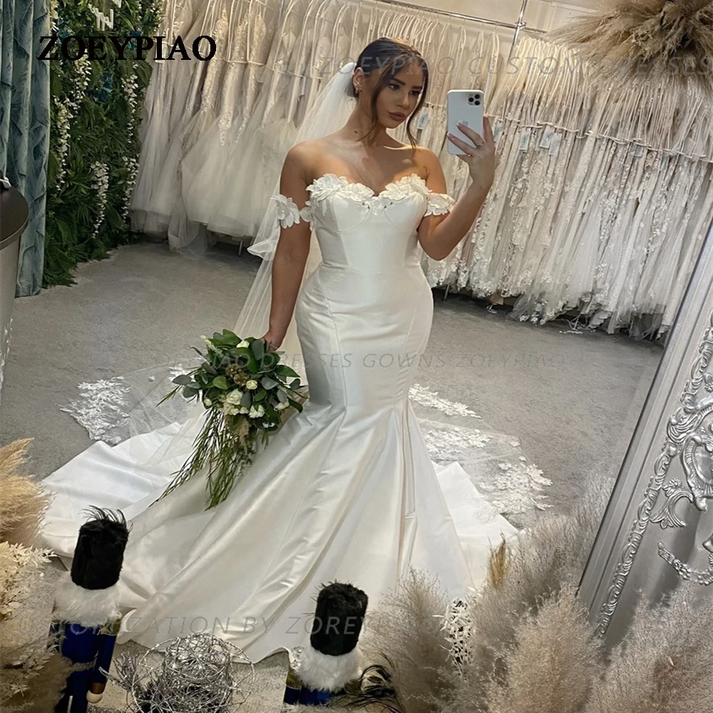 

Vintage Mermaid Plus Size Wedding Dress Simple Short Sleeves Off Shoudler Bride Gown Zipper Lace Applique Vestido De Novia