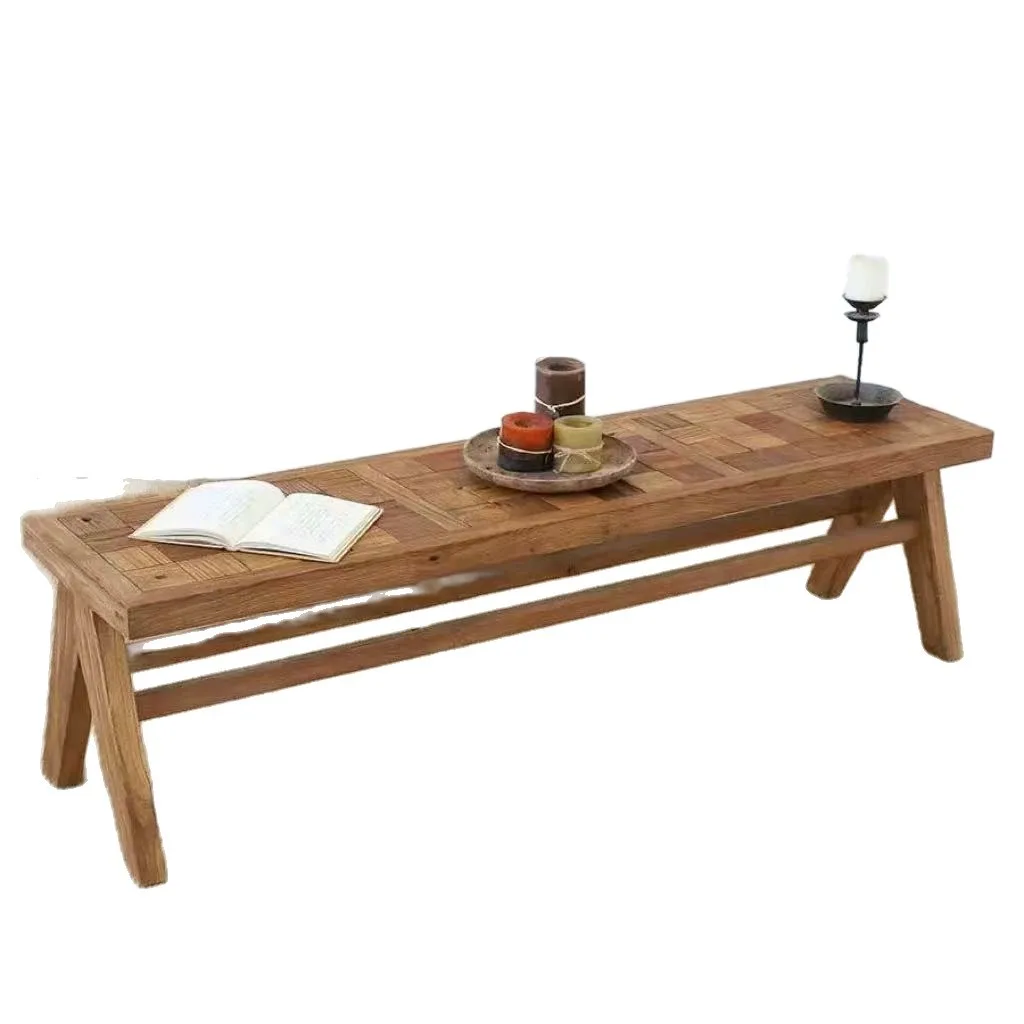 New Chinese style old elm bench solid wood double dining chair porch shoe change stool back leisure chair rmchair bedside stoo