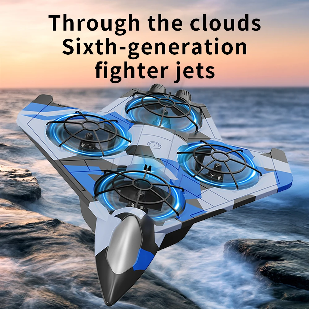 

Four core turbo power EVA foam toy aircraft, fall resistant foam remote control fighter shape+four axis dazzle parent-child inte