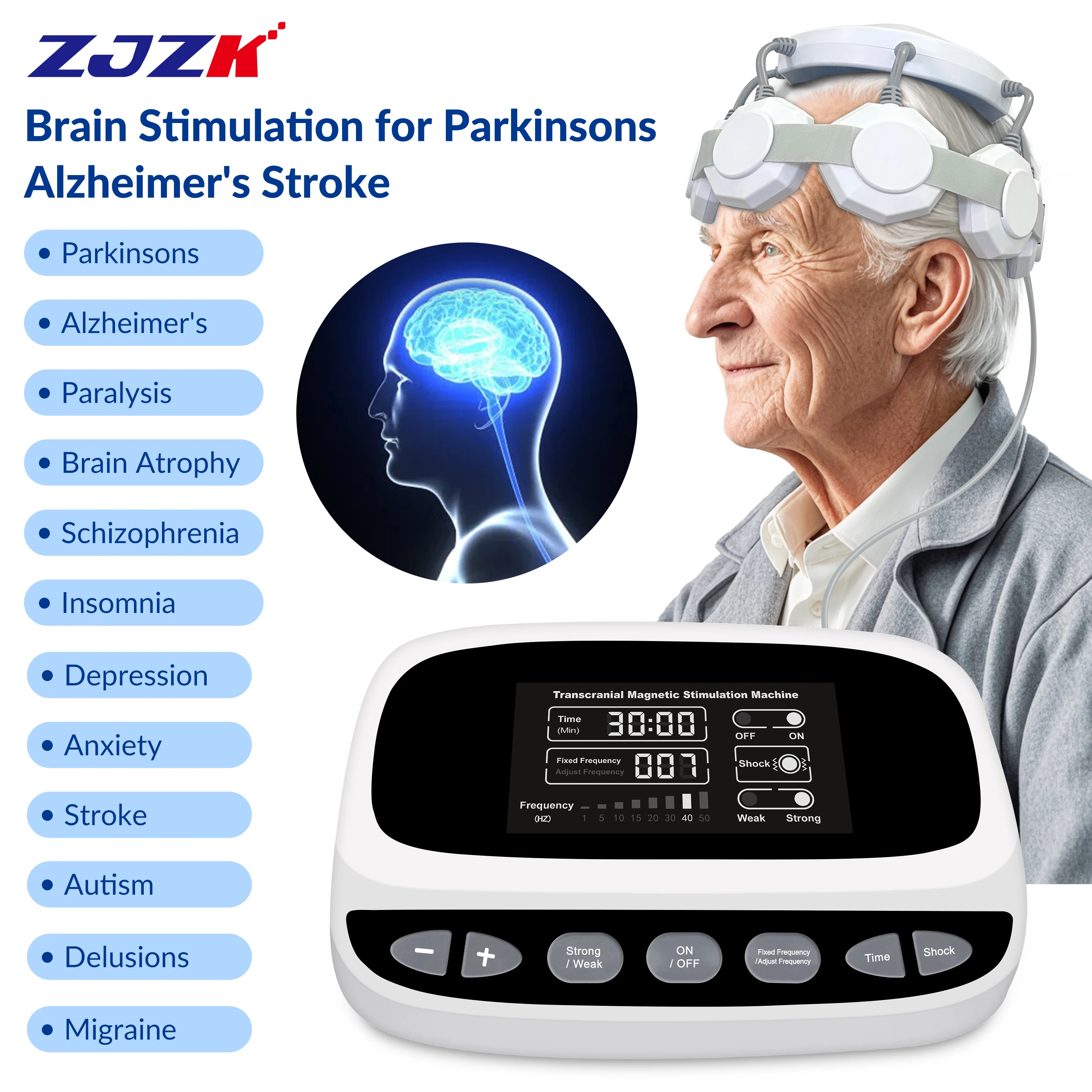 ZJZK tms transmagnetic stimulation therapy psychiatry Brain Stroke Dementia Obsessive-Compulsive Disorder (OCD) Chronic Pain