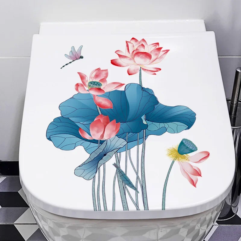 20*30CM Fresh Lotus Bathroom Toilet Seat Sticker Home Decor Room Wall Decal 2026 Christmas