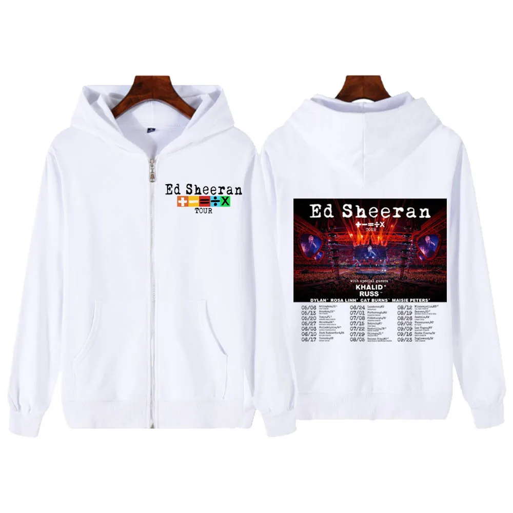 Ed Sheeran Mathematics Tour 2024  Zip Up Hoodie Sweatshirts Kpop Zipper Jacket Long Sleeve Coat Gift