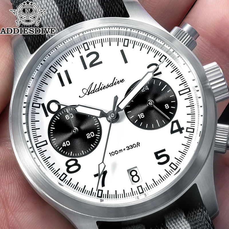 

ADDIESDIVE Hot Sale Men's Watch 316L Stainless Steel BGW9 Luminous 10Bar Waterproof Chronograph Watch VK64 39mm Quartz Watches