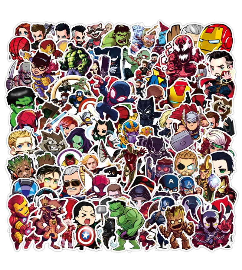 50/100pcs Disney Marvel Vintage The Avengers Super Hero Anime Stickers toys Cartoon Decal Laptop Car Motorcycle Funny Sticker