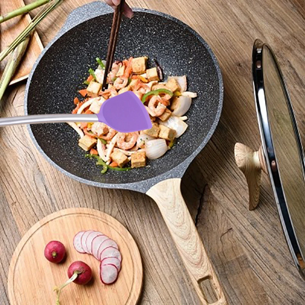 

Silicone Spatula Purple Stainless Steel Handle Non-Stick Heat Resistant For Cooking Eggs Pancakes Cake Batter Kitchen Tool