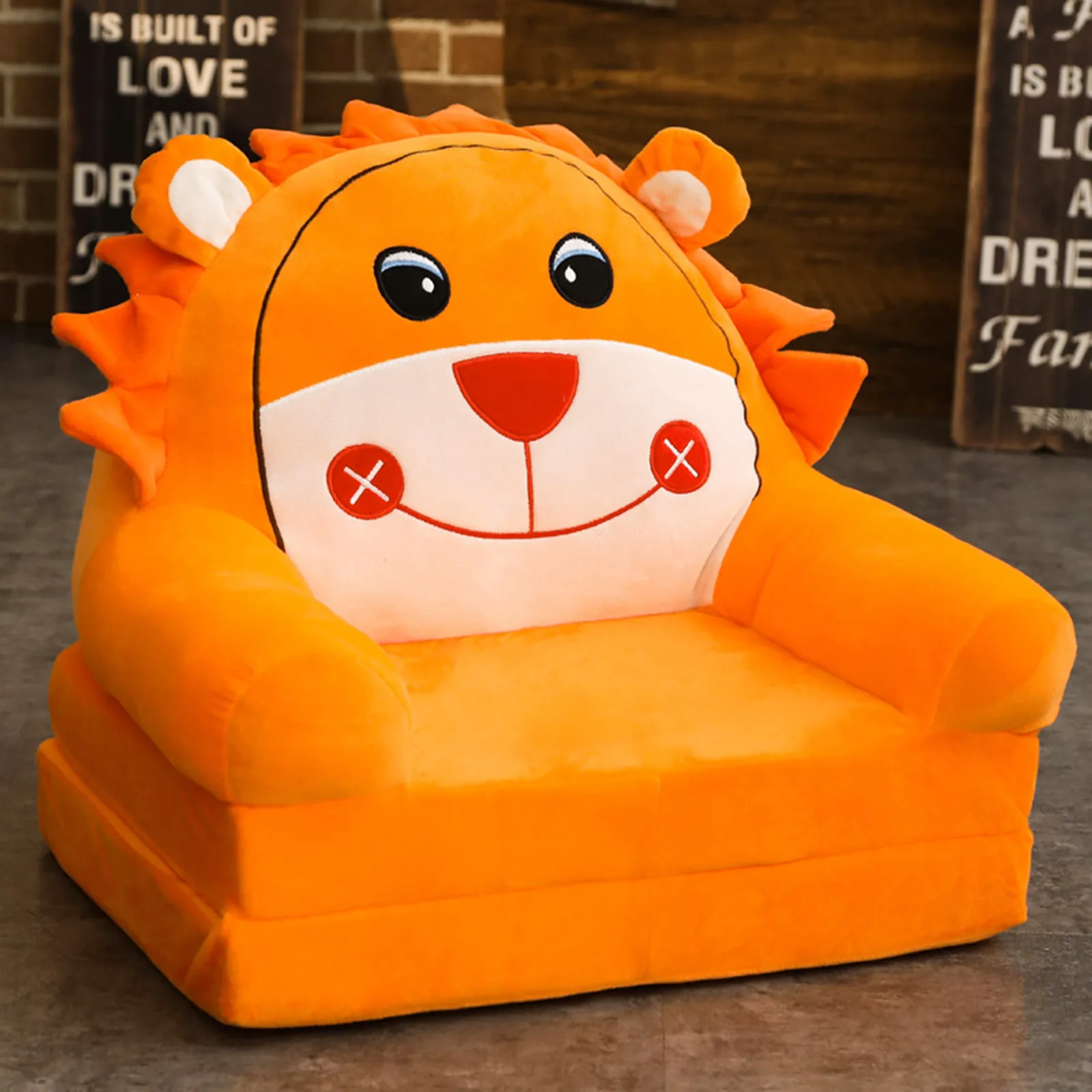 Children\'s Armchair H Foldable Kids Sofa cover without filler Backrest Armchair Cartoon Lazy Sofa Children Flip Open Sofa Bed