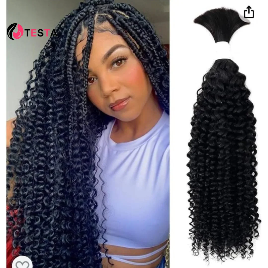 

Bulk Human Hair For Braiding Jerry Curly Remy Indian Hair 10-28 Inches No Wefts Natural Color Hair Extension For Women 100g/pcs