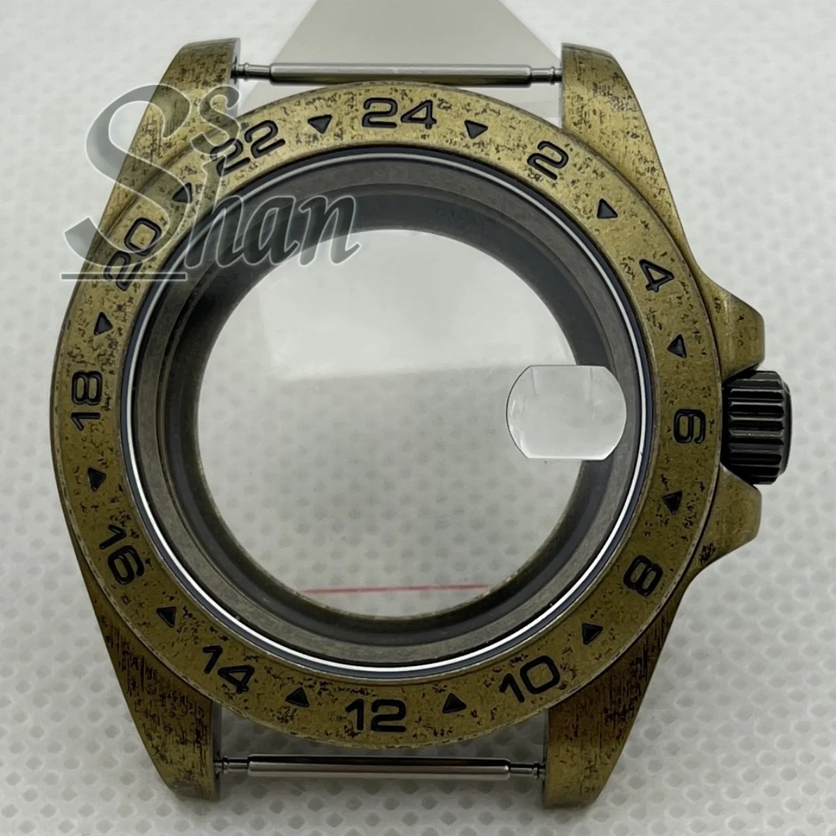 40 mm bronzen kast 24-uurs GMT vaste lunette saffierglas geschikt voor NH34 NH35 NH36 NH39 ETA2824 PT5000 automatische uurwerken