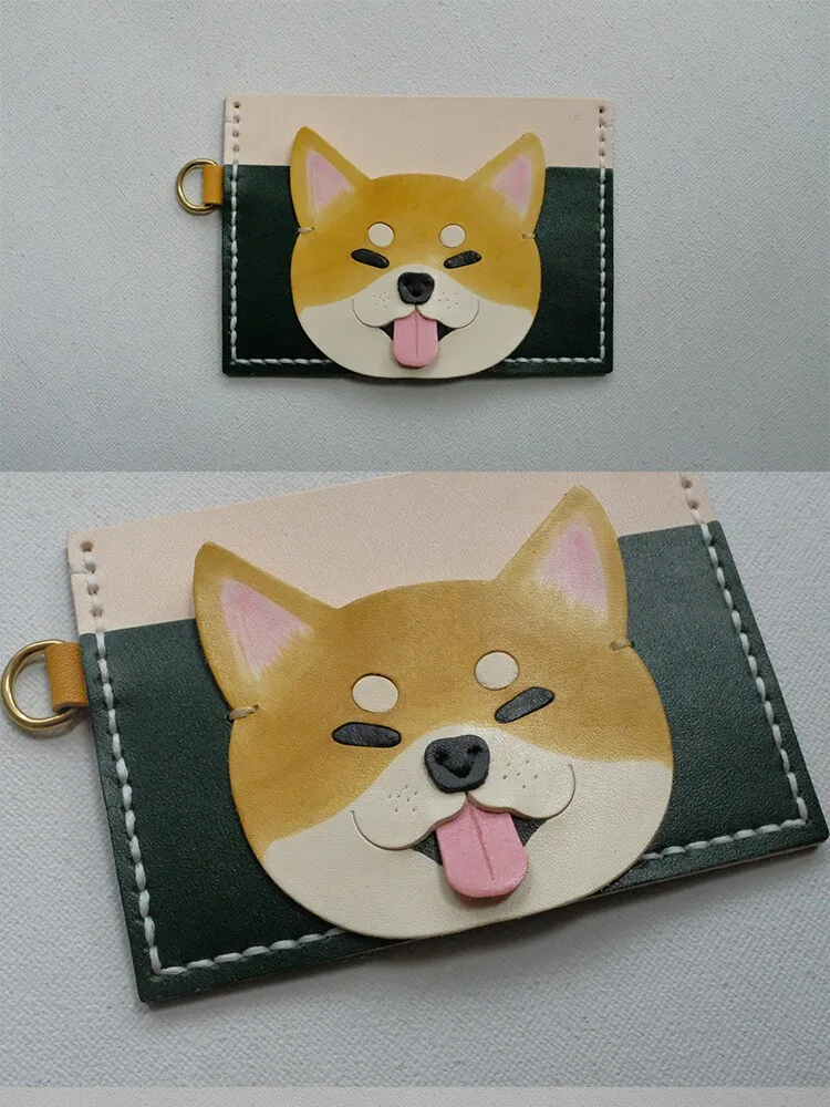 portacarte-in-vera-pelle-fatto-a-mano-con-shiba-inu-portacarte-in-pelle-bovina-dipinto-a-mano-carino-e-pratico-con-stemma-a-cartone-animato-di-cane