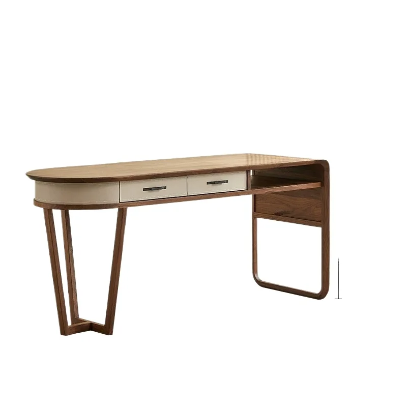 LMM solid wood desk Italian saddle leather personalized home study writing desk