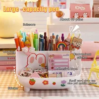 Kawaii Large-Capacity Desktop Pen Holder Cute Cartoon Stationery Storage Box Creative Pencil Organizer for Girls Desk
