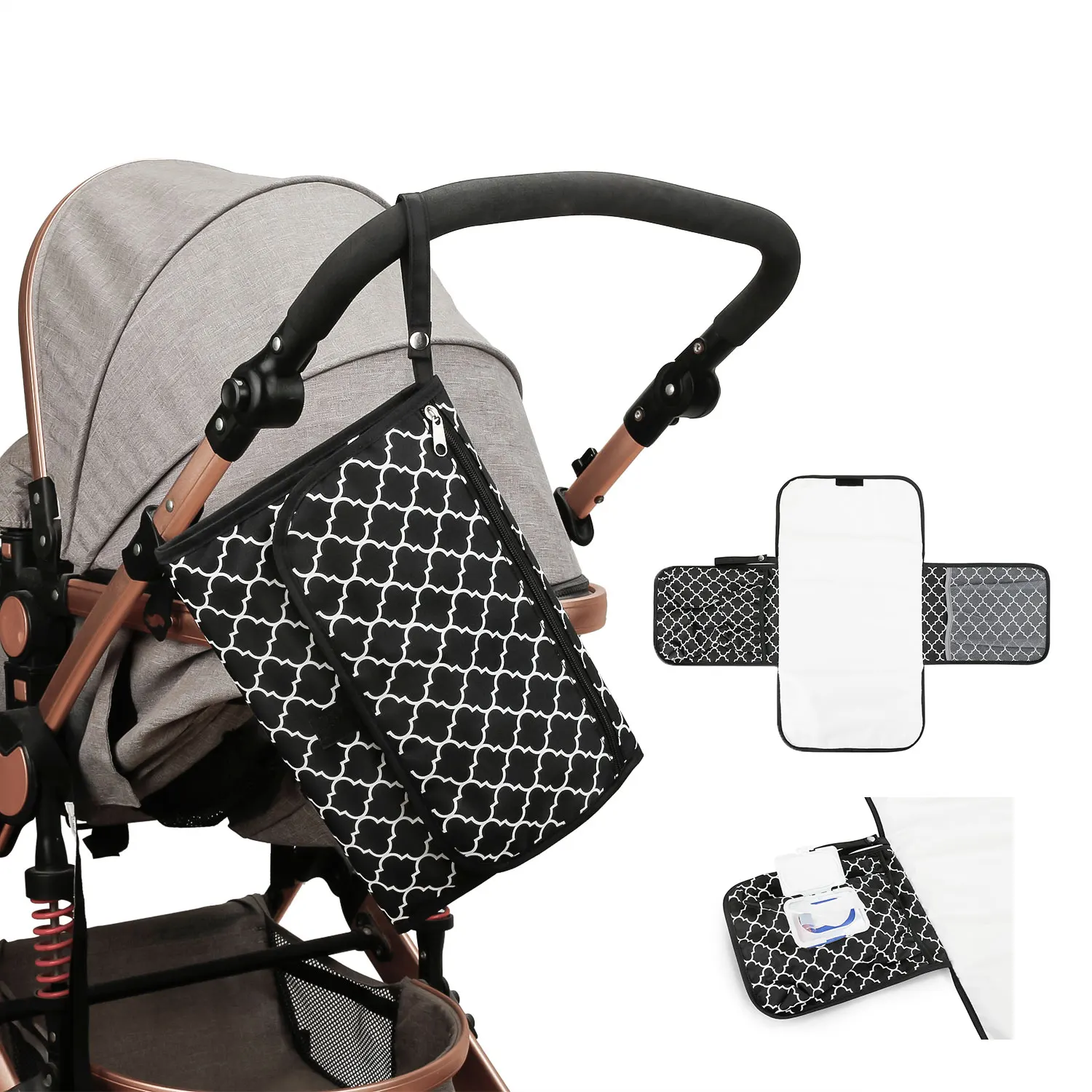 

2 in 1 Portable Lightweight Baby Stroller Bag Waterproof Urineproof Diaper Change Pad for Travel Outdoor Car Use 5 Color Print
