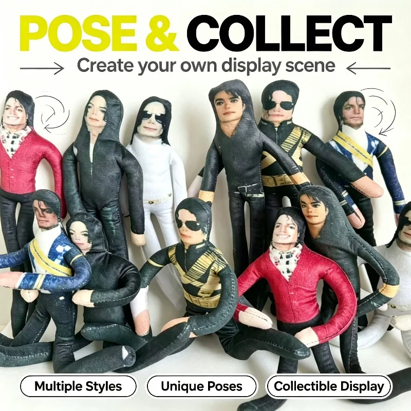 New Style Michael Jackson Cosplay Prop Doll Plush Stuffed Figure Dolls Room Decoration Abstract Joint Mobility Props Gift
