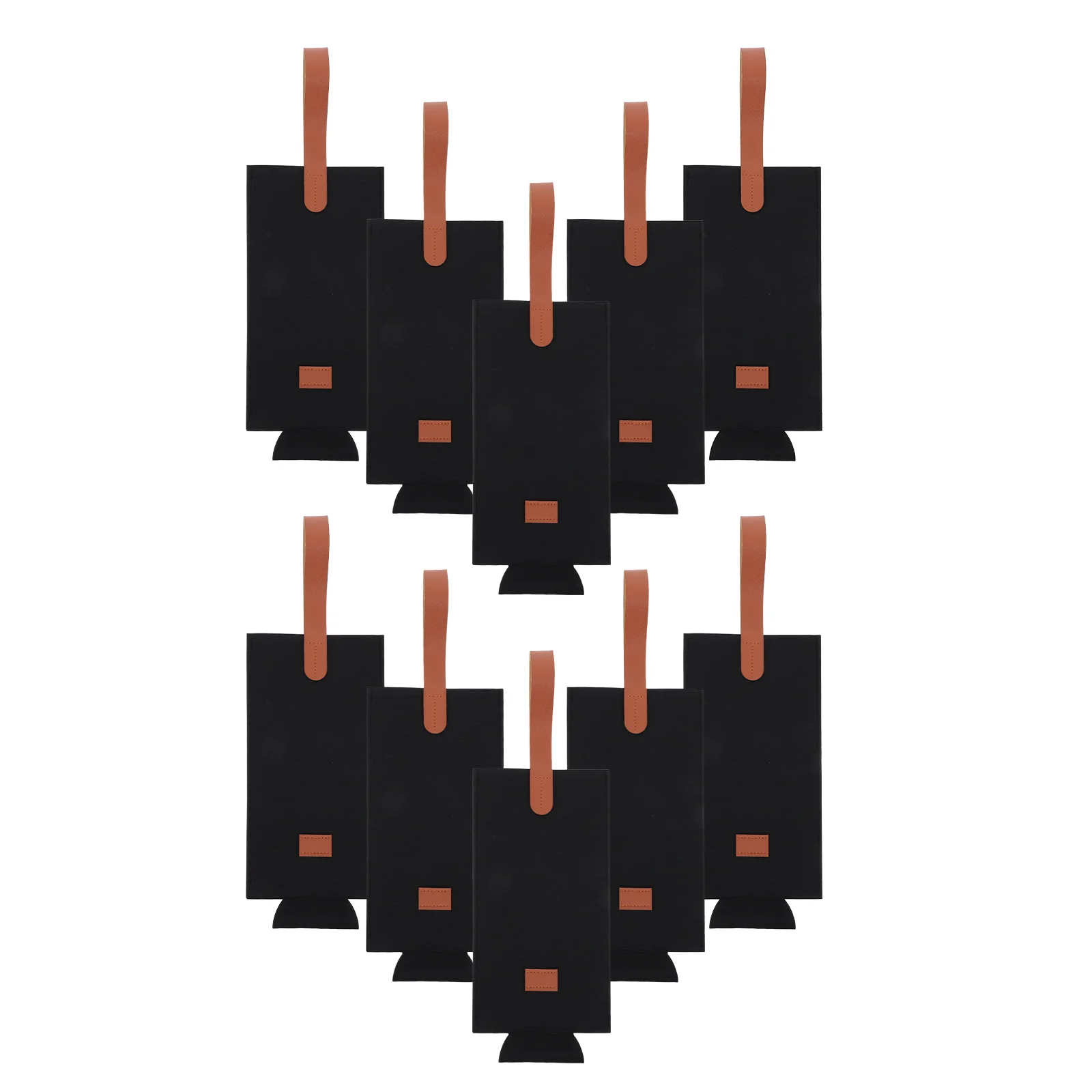 

10pcs Felt Bottle Tote Bag 11.79X3.54Inch Black Portable Insulated Wine Carrier For Travel Party Reusable Bottle Packaging Gift