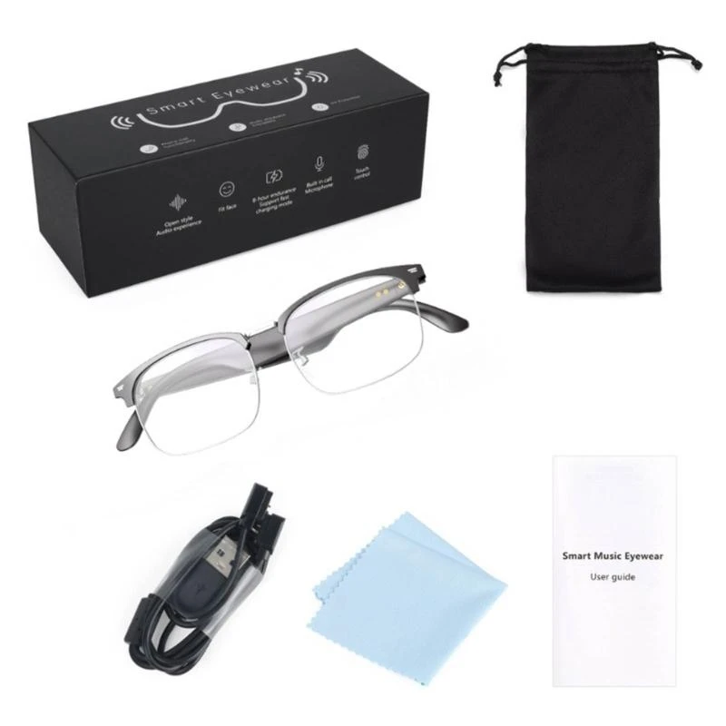 Modern Wireless AI Interpreter Glasses Seamlessly Connection Ergonomic Frame Plastic Material Portable Translator Gadget F19E