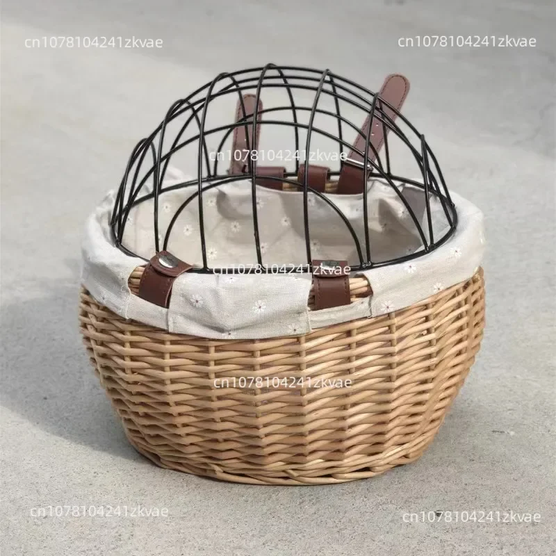 Bicycle Pet Cage Car Basket Storage Basket With Iron Cover Dog Cage Storage Basket Rear Frame Woven