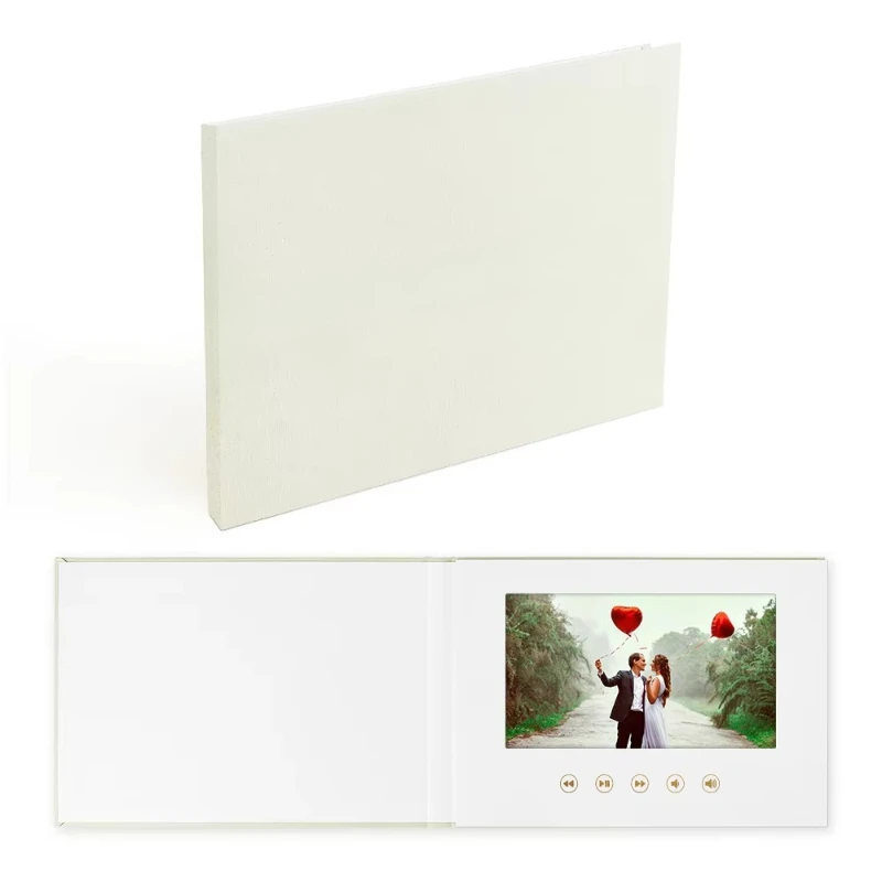 Digital Books Wedding 7 LCD Video Album Forever Forever Linen Binding Video Books