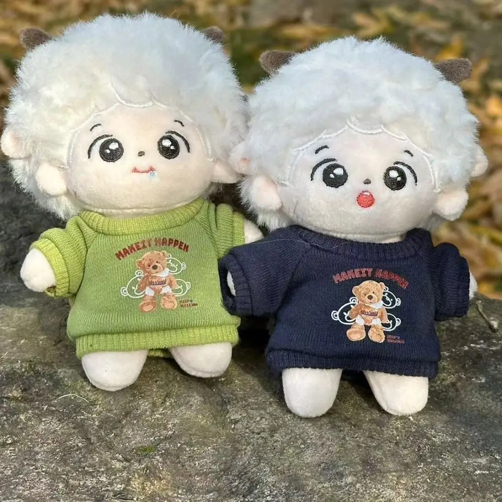 Hoodless Sweatshirt for 20cm Cotton Dolls Cartoon Bear Pattern Outfits Mini Clothes Handmade Sweatshirt Colorful Mini