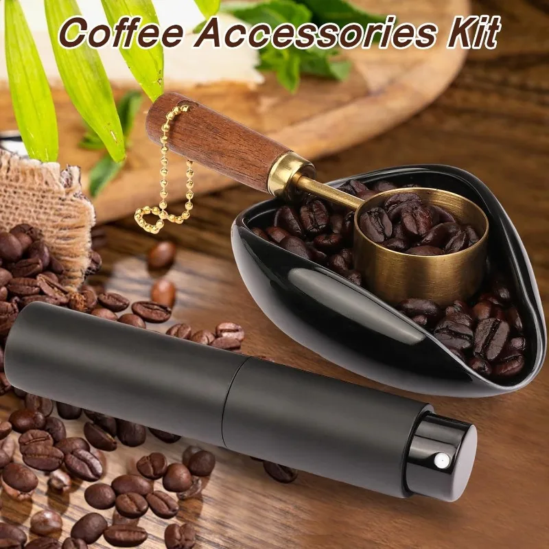Coffee Bean Dosing Cup and Spoon Set, Ceramic Dosing Vessel Measuring Tray Kit for Coffee or Tea, Espresso Accessories