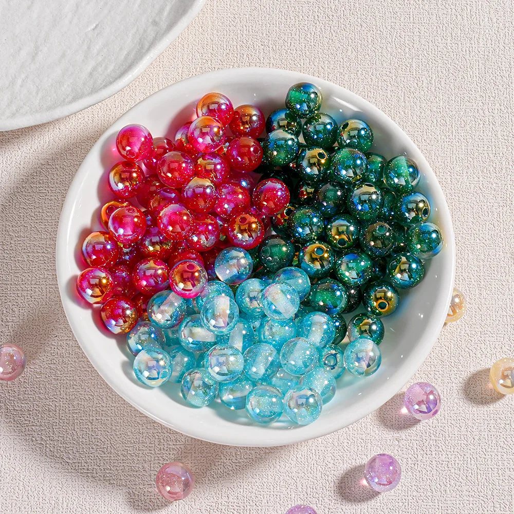

Свежие новые блестящие яркие прозрачные цвета, блестящие круглые ювелирные бусины-разделители, подходят для браслета, ожерелья, серьг, украшения, 60 шт., 10 мм