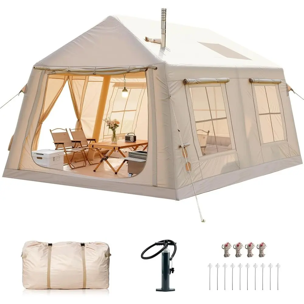 

Large Inflatable Tent for Camping, 4-Season Waterproof Air Tent, Suitable for 4-12 People
