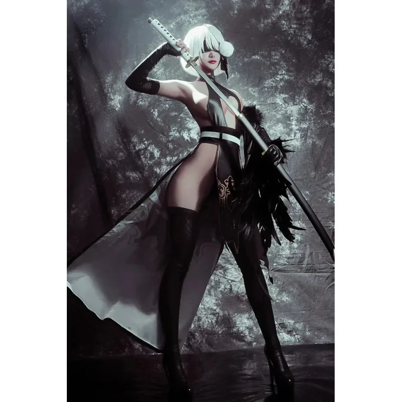 YI01 UWOWO Nier: Yorha 2B Automata Cosplay Cheongsam disfraz S-3XL disfraces de Halloween Uwowo × DISHWASHER1910 Fanart SuitsJk8 * @