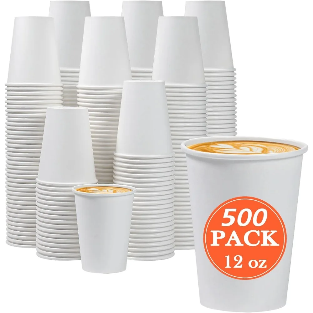 

500 Count 12 oz Paper Coffee Cups, Disposable Paper for Hot or Cold Drinks, Coffee Cups