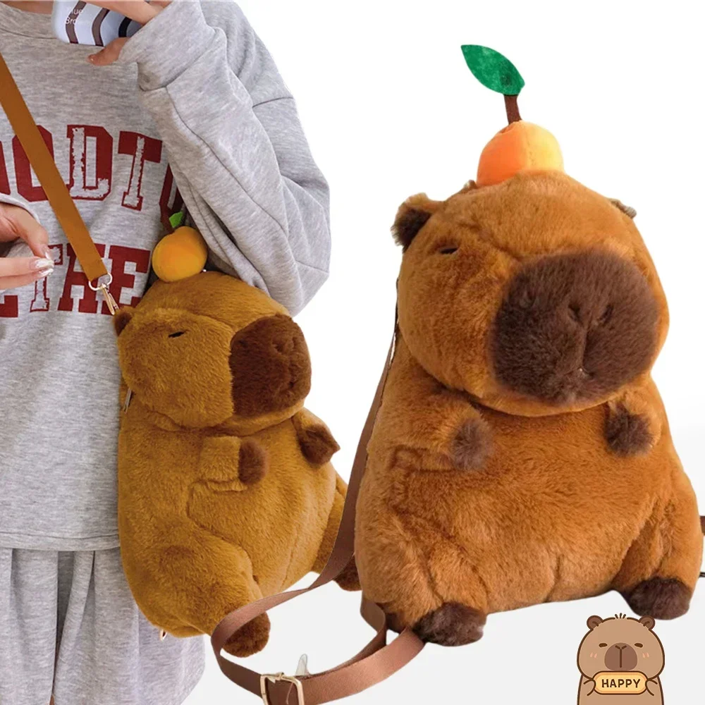 Kapybara mochila de delfín de dibujos animados, bolso de hombro de juguete de felpa de doble propósito, bolso de mano de muñeca linda, Delfín de agua feo