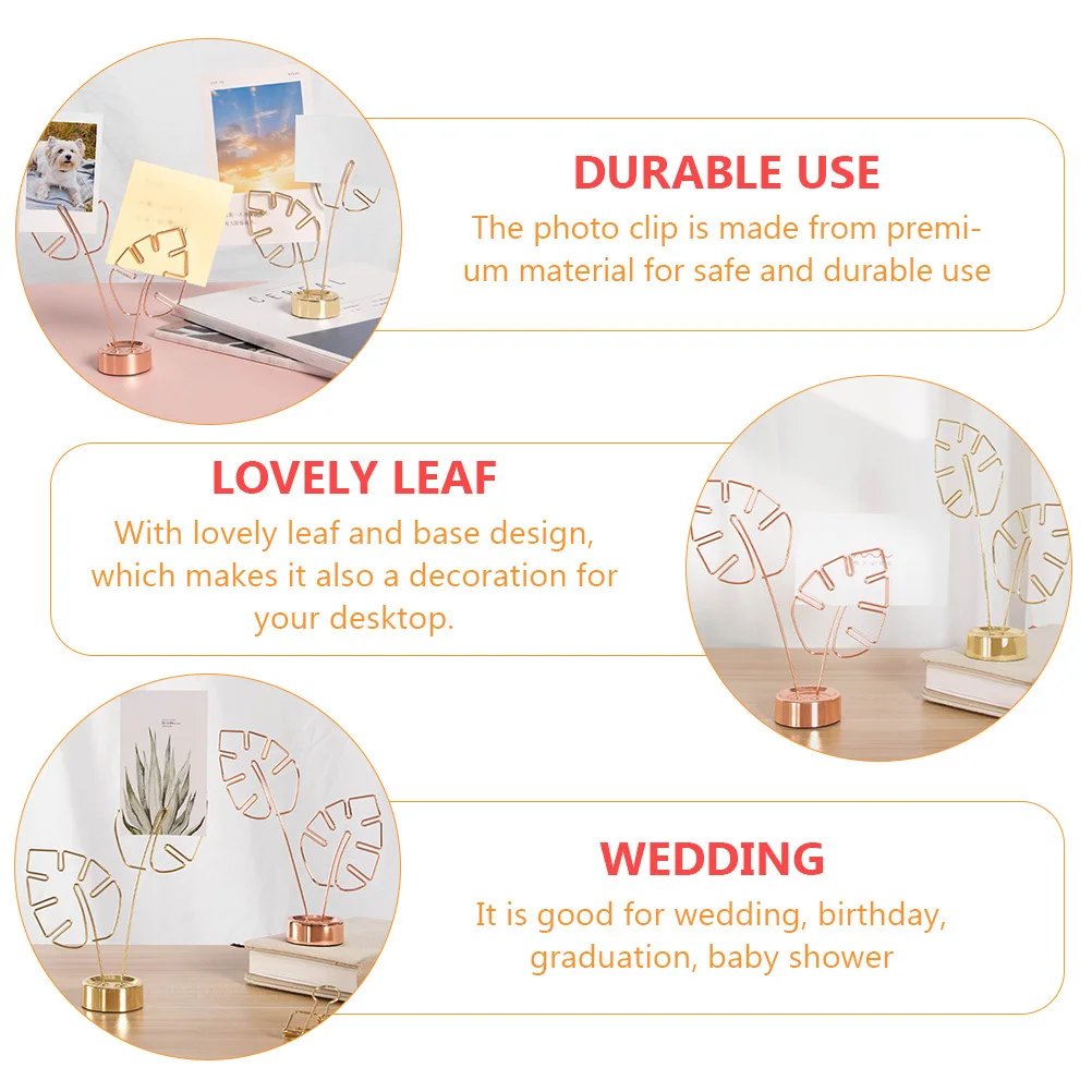2pcs Card Holder Stand Leaf Design Table Number Clip For Wedding Party Memo Clamp Desktop Organizer Photo Clip For Home