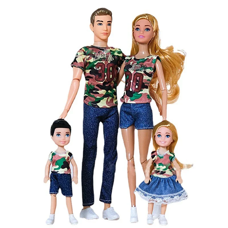 1/6 BJD دمى الأسرة مع الوالدين والطفل ارتداء زوجين دمى طفلة أمي أبي لعب الأدوار لتقوم بها بنفسك بيت الدمية لعبة للبنات الهدايا