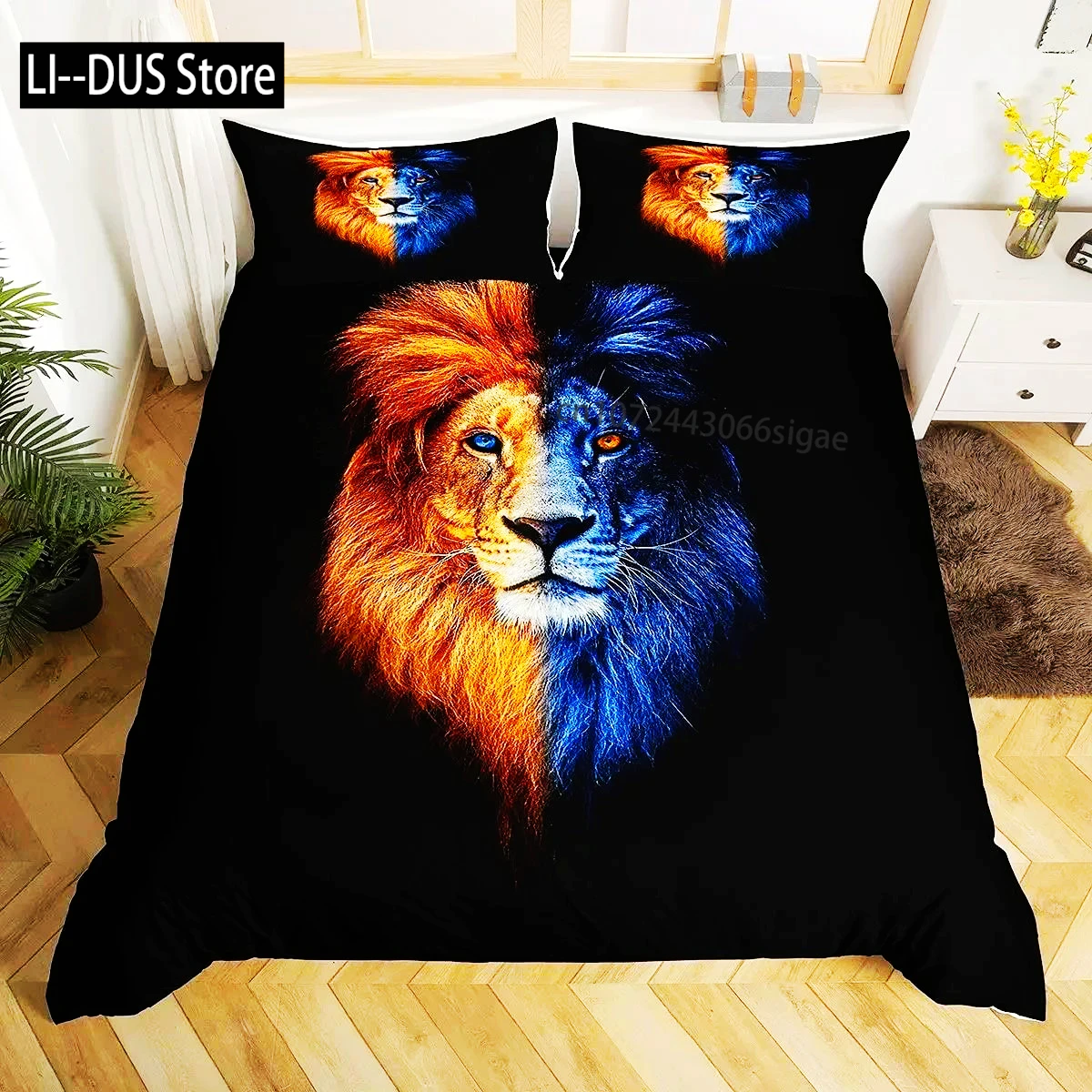 

3PCS Single-sided Printed Quilt Cover Lion Animals Printed Bedding Sets Comfortable Bedspreads Comforter Duvet Birthday Gift