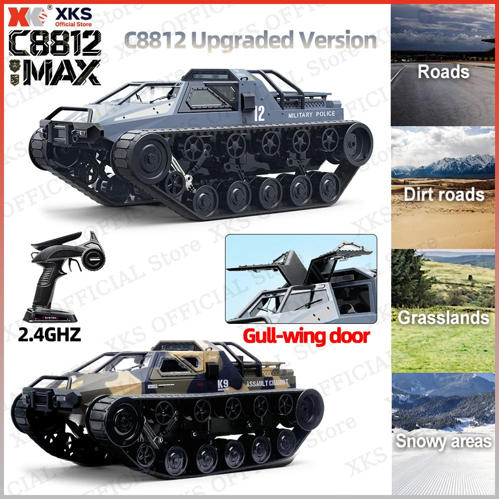

XKS JJRC C8812max RC Car Tracked Tank Model with LED Lights Remote Control Off-Road Drift Simulation Vehicle Gift for Boys