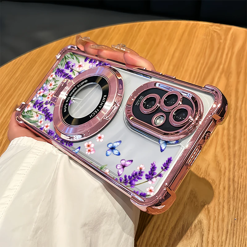 Purple Butterflies Phone Case For OPPO A98 A97 A95 A92 A93 A78 A74 A73 A72 A80 A96 Plating TPU Four Corners Anti Drop Cases Capa