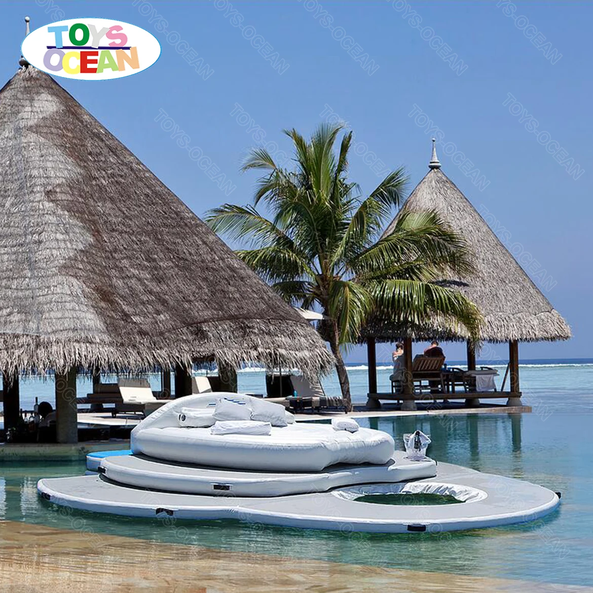 New Large Inflatable 6 Person Lake Pool River Floating Island Raft Inflatable Lounger for the Lake