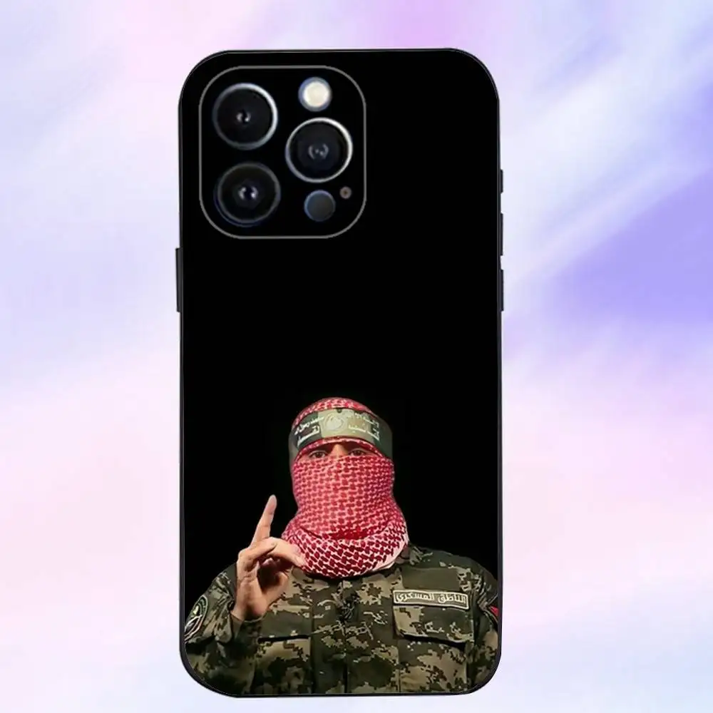 A-Abu O-Obaida iPhoneケース iPhone 16、15、14、13、12、11 Plus、Pro Max、XS、X、XR、SE、Mini、8、7対応 ソフトシリコン製 ブラックカバー