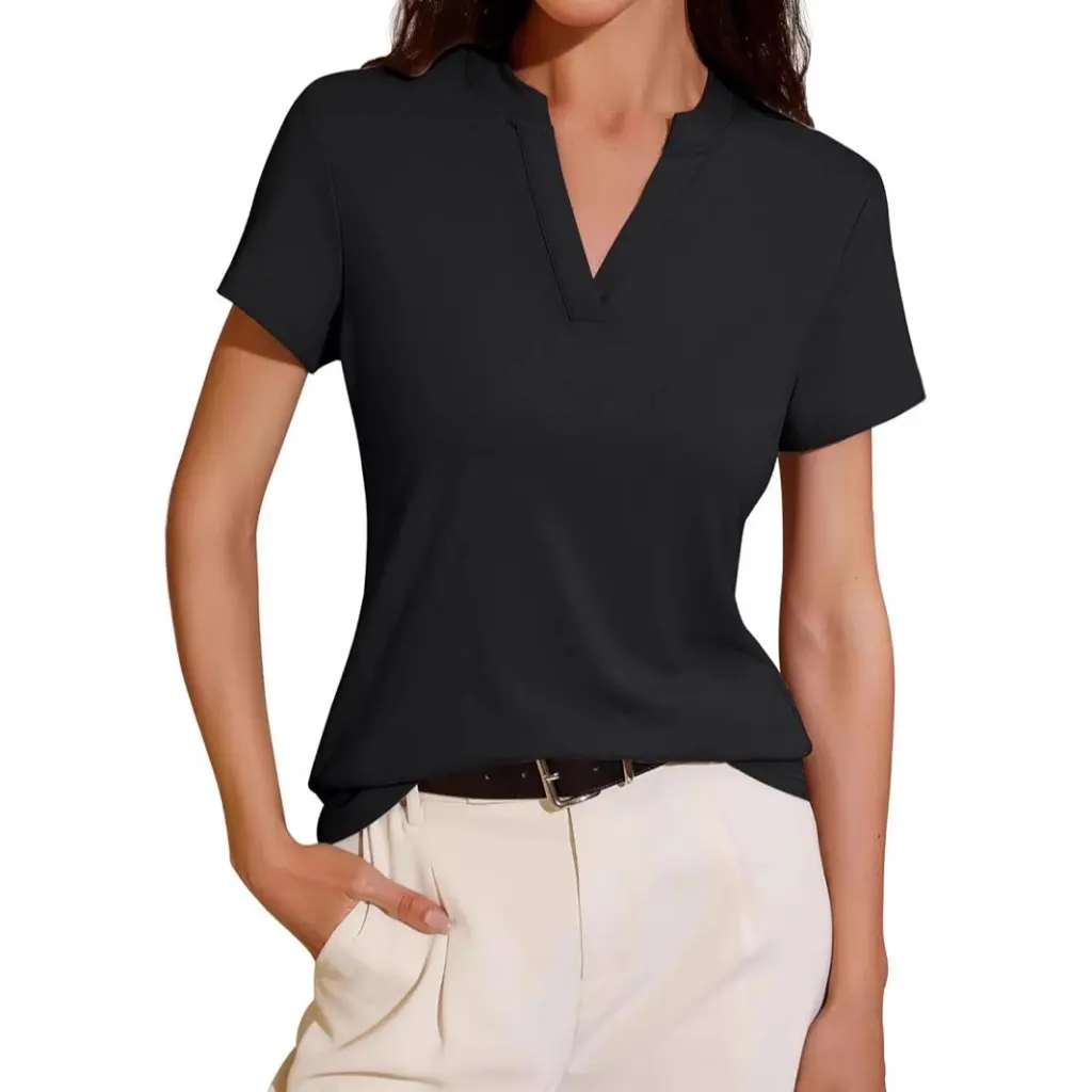 

Women's V-neck T-shirt Spring Summer Casual Style Loose Top Dovetail Short-Sleeved Shirt