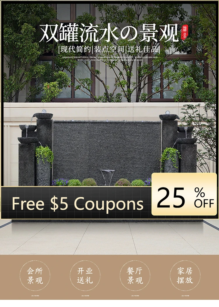 Stone Water Curtain Wall Screen Outdoor Courtyard Shadow Wall Landscape Recirculating Water Feature Fish Pond