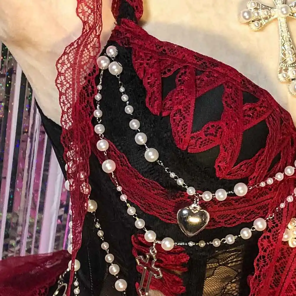 Tops de Renda DIY Punk Rock Emo Harajuku, Vestido Gótico Kawaii, Eco 90s, Feito à Mão, E-Girls Grunge Goth