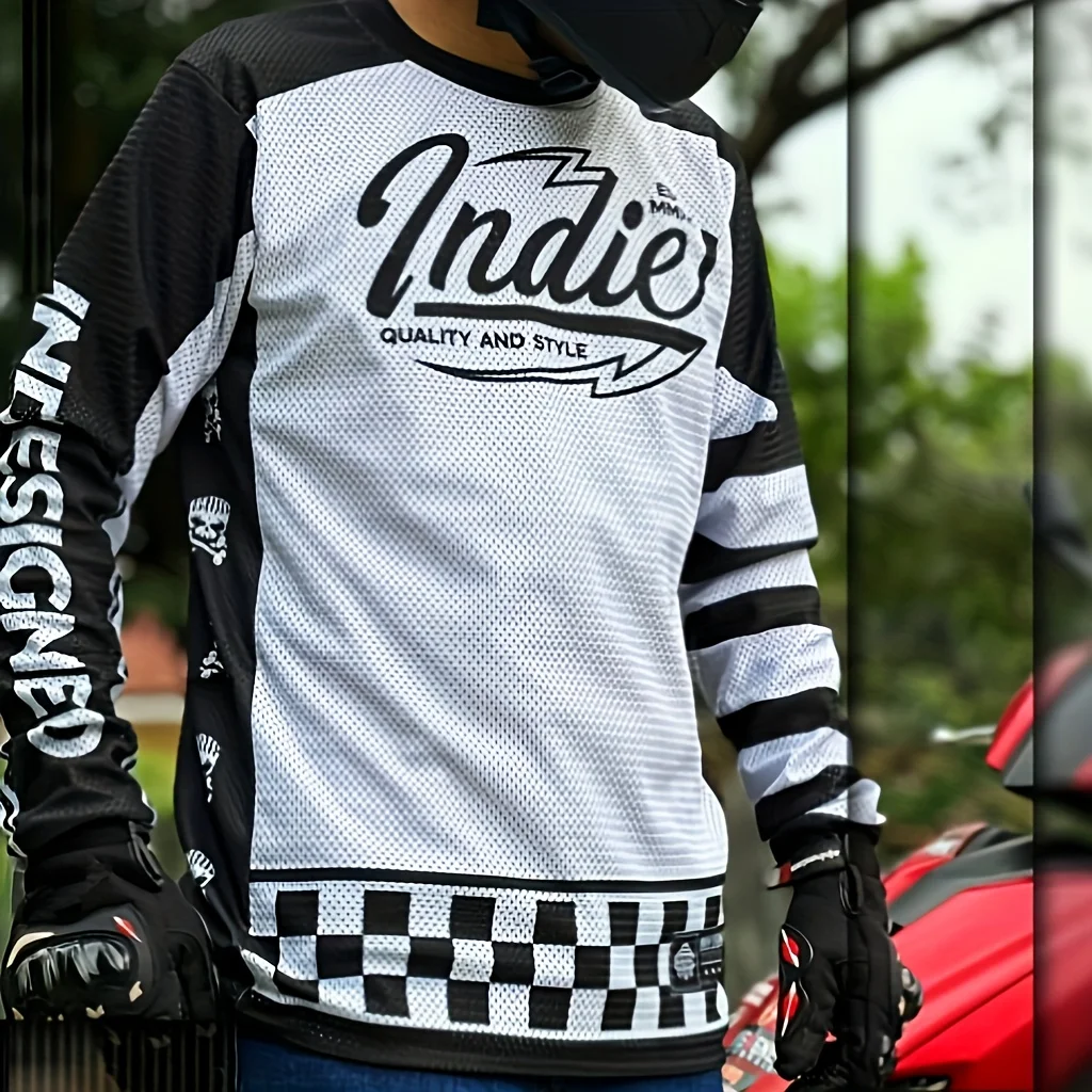 Maglia da moto traspirante a maniche lunghe che assorbe il sudore Abbigliamento da moto Camicia da ciclismo per sport in bicicletta
