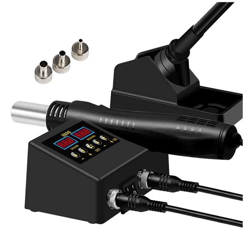 ABJT-Rework Soldering Station 2 In1 Soldering Iron Lcd Digital Display Welding Station For SMD PCB IC Repair EU Plug