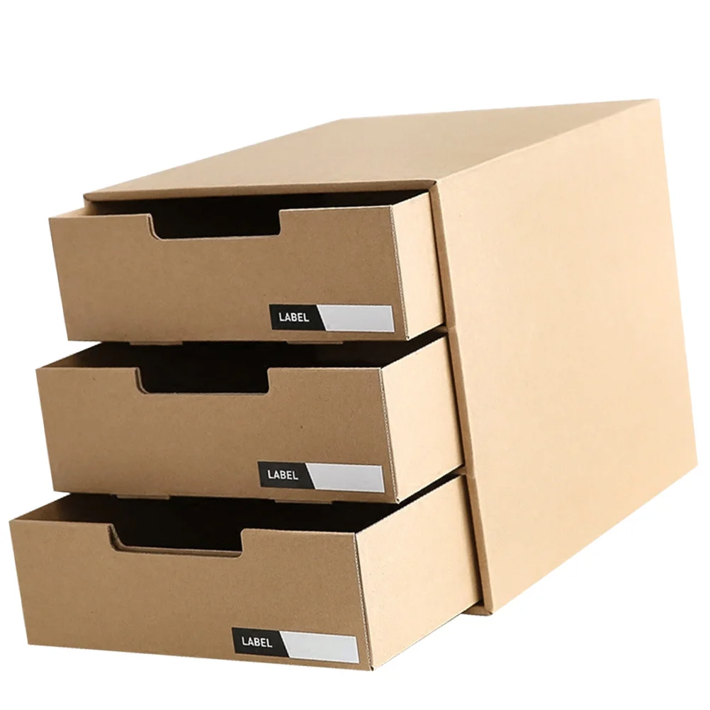 Paper File Box Desktop Drawer Organizer Multi-Layer Sliding Drawers for Office Document Storage Document Organizer Box