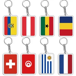 New Flag Key Chains All Countries France Switzerland Uruguay Tunisia Scotland Slovakia Spain World Flags Acrylic Keyring Gifts