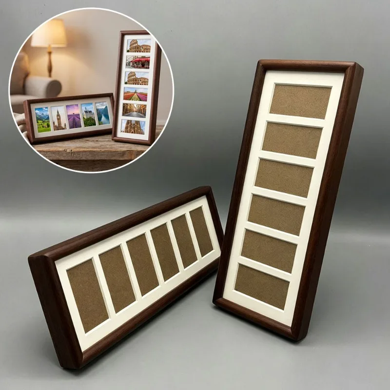 6 Hole Wooden Elegant Multi-Frame Photo Stand,Photo, Perfect for Weddings And Home Decoration, for Tabletop Or Wall Frames