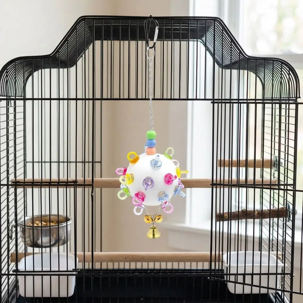 Creative Plastic Parrot Chewing with Bell Detachable Bird Cage Bite Resistant Auditory Stimulation Pet Bird Bites Cockatiel