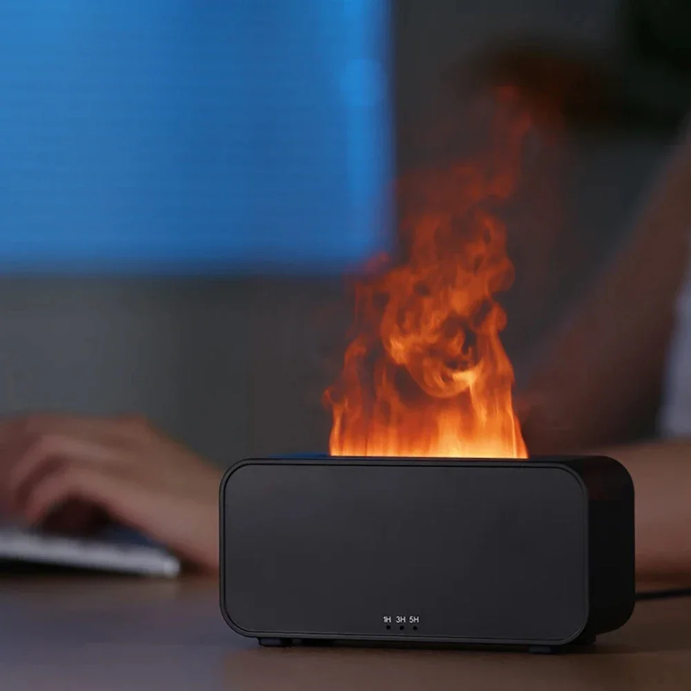 موزع روائح عطرية لهب النار على شكل مدفأة 120 مل مرطب رذاذ بارد مع 7 ألوان خفيفة للمنزل والغرفة وموزع الزيوت العطرية
